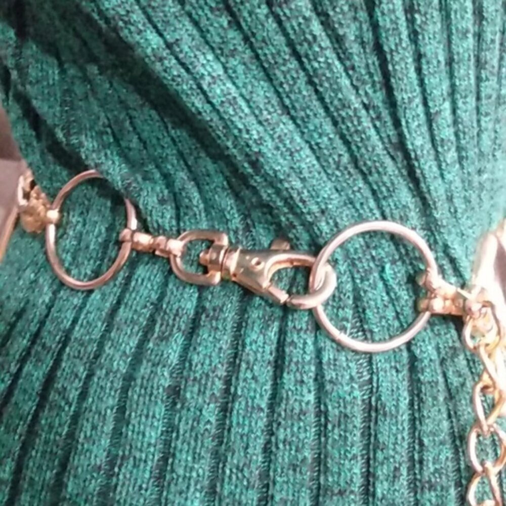Vintage Anne Klein Gold Plated Brass Elephant Chain Link Belt - Picture 9 of 15